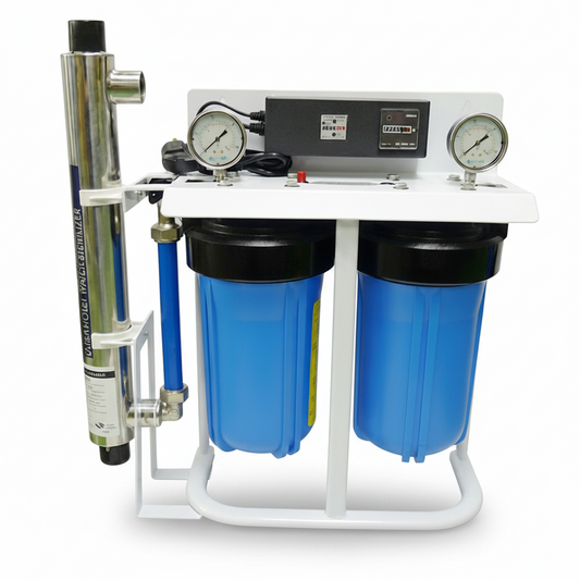 Big Blue Trio 10" – Sediment + Actief Kool + UV-desinfectie | Compleet Regenwaterzuiveringssysteem